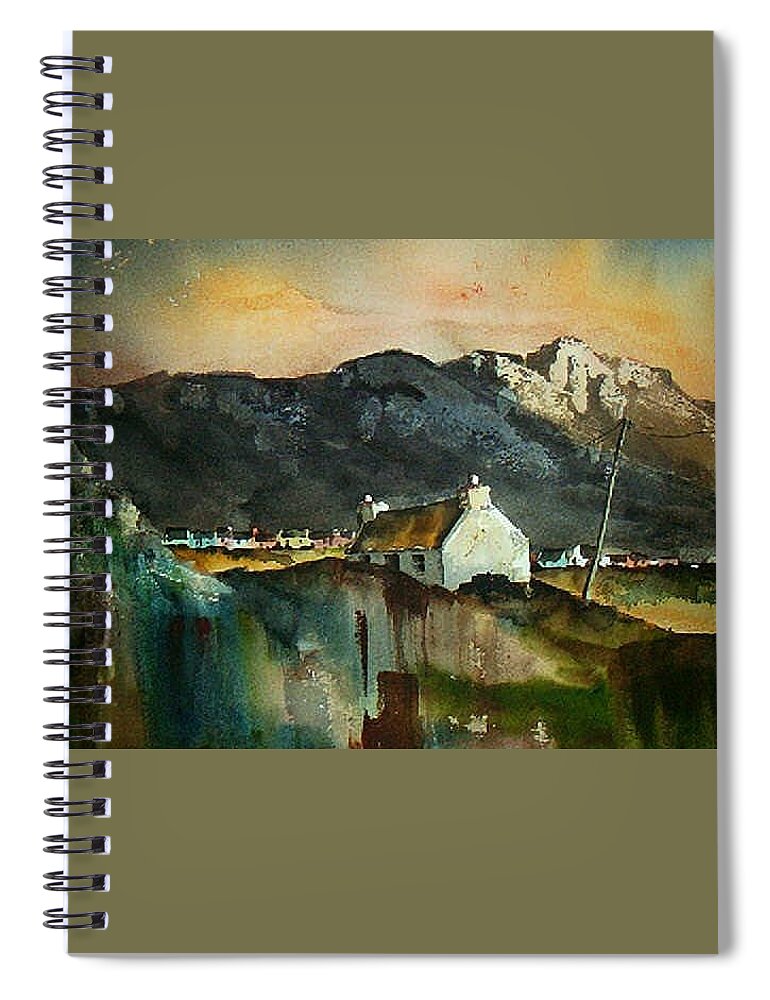 Cork Spiral Notebook featuring the painting Allihies sunset, Beara Peninsula, Co. Cork by Val Byrne