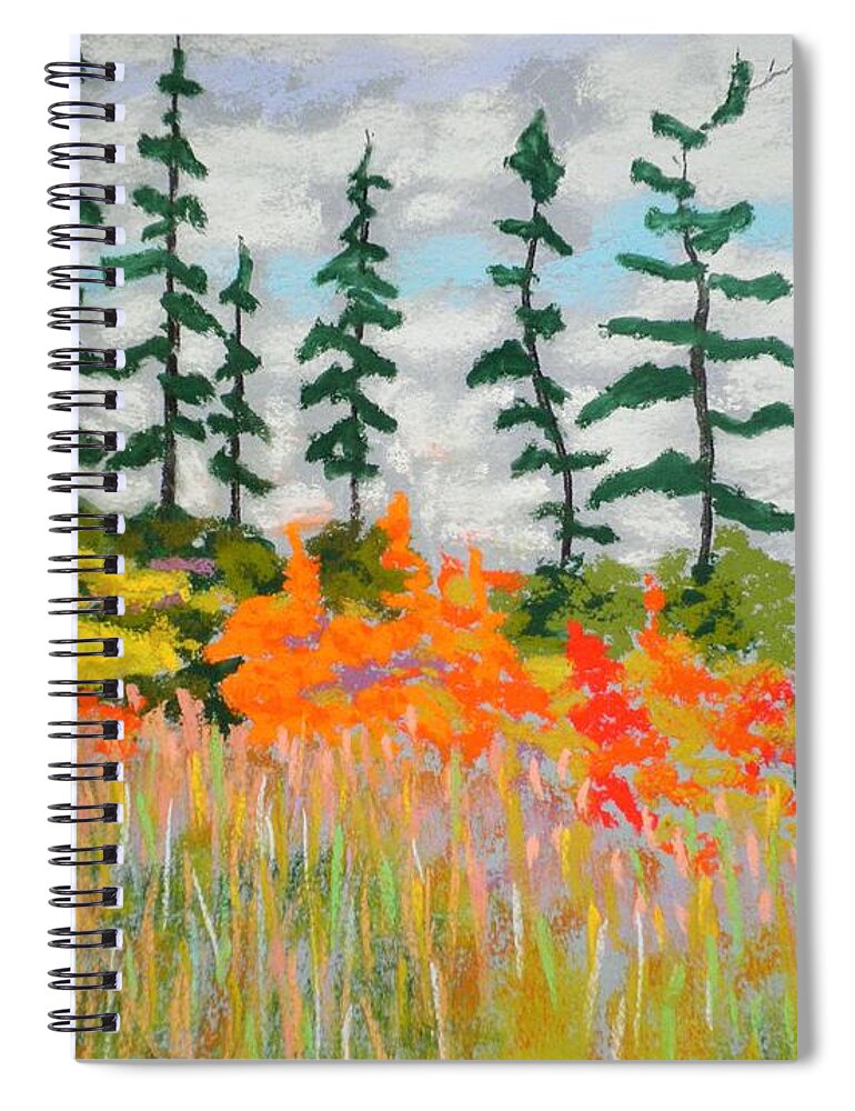 Pastel Spiral Notebook featuring the pastel Along the Train Tracks by Rae Smith PAC