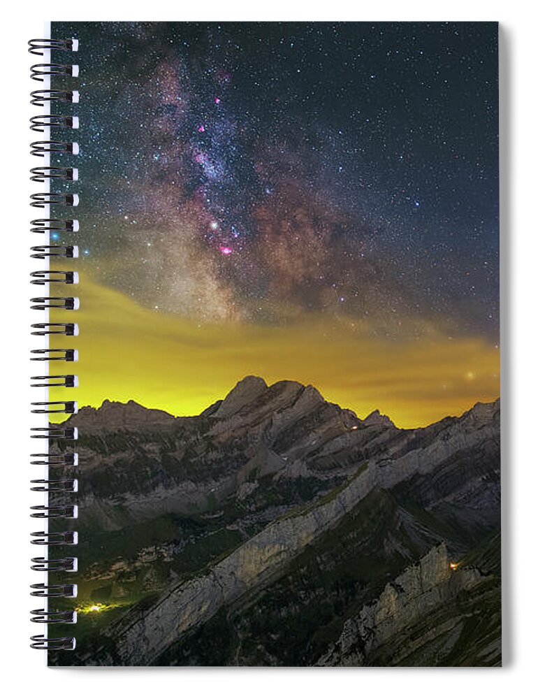 Mountains Spiral Notebook featuring the photograph Alpstein Nights by Ralf Rohner