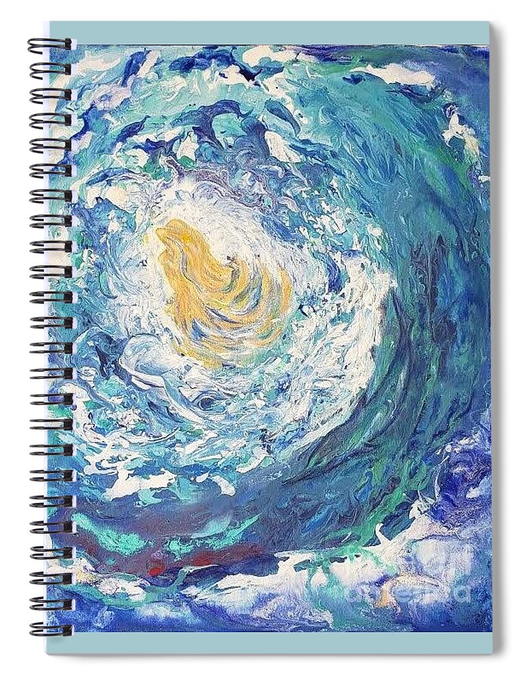 Abstract Spiral Notebook featuring the painting Amazing beauty under the wave by Olga Malamud-Pavlovich