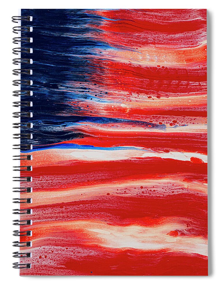 American Flag Spiral Notebook featuring the painting American Flag Abstraction by Darice Machel McGuire