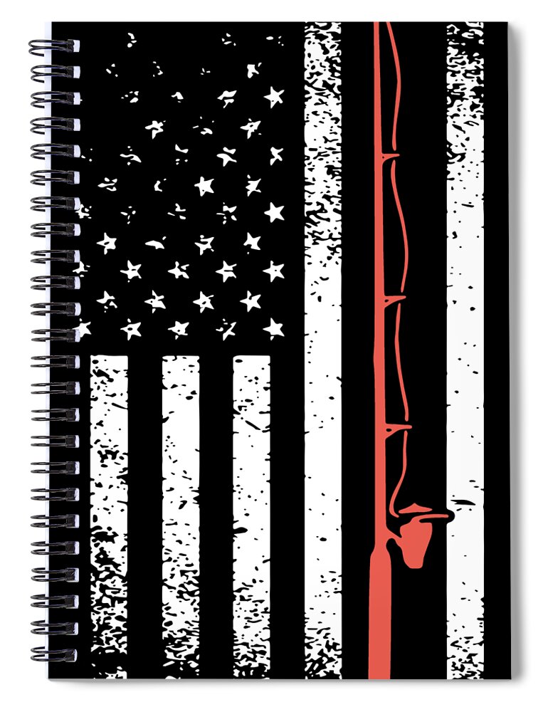 AMERICAN FLAG FISHING POLE gun Spiral Notebook by Edward Hyett - Pixels