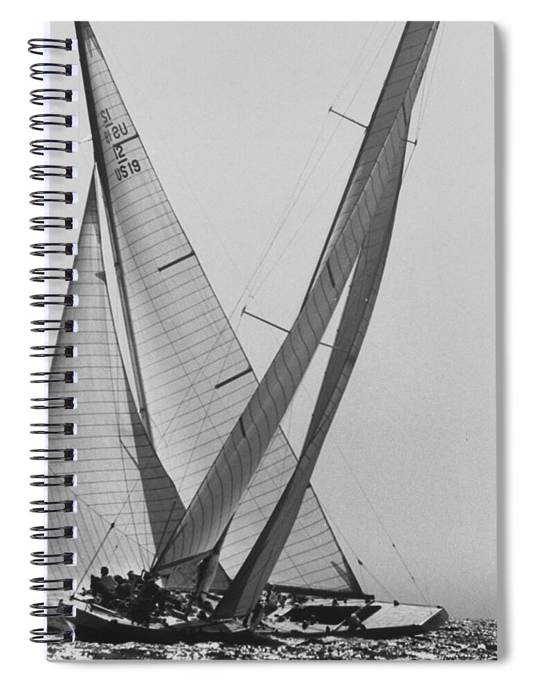 Sailing Spiral Notebook featuring the photograph America's Cup by George Silk