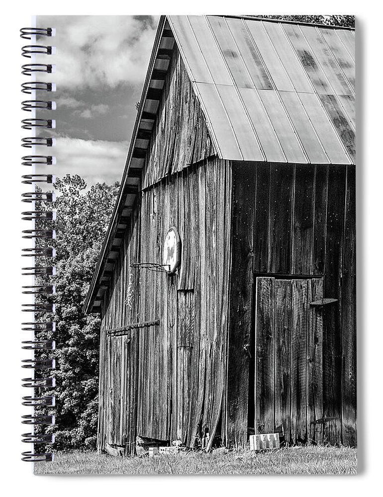 Landscape Spiral Notebook featuring the photograph An American Barn bw by Steve Harrington