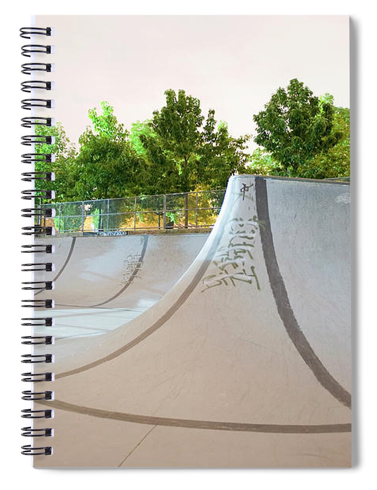 Curve Spiral Notebook featuring the photograph An Empty Skateboard Park by Brian Caissie