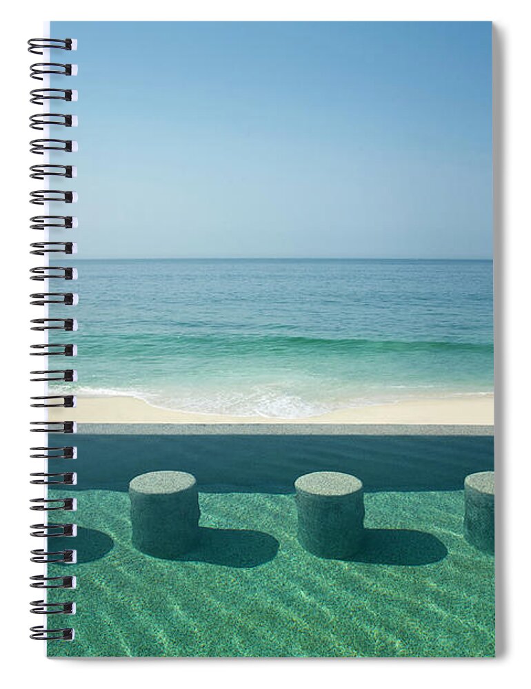 Tranquility Spiral Notebook featuring the photograph An Infinity Pool On The Beach by Tegra Stone Nuess