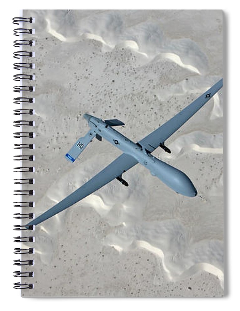 Aerodynamic Spiral Notebook featuring the photograph An Mq-1 Predator Flies A Training by High-g Productions/stocktrek Images