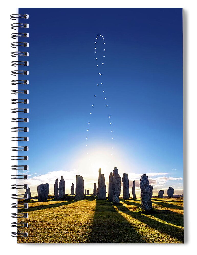 Analemma Spiral Notebook featuring the photograph Analemma over Callanish by Giuseppe Petricca