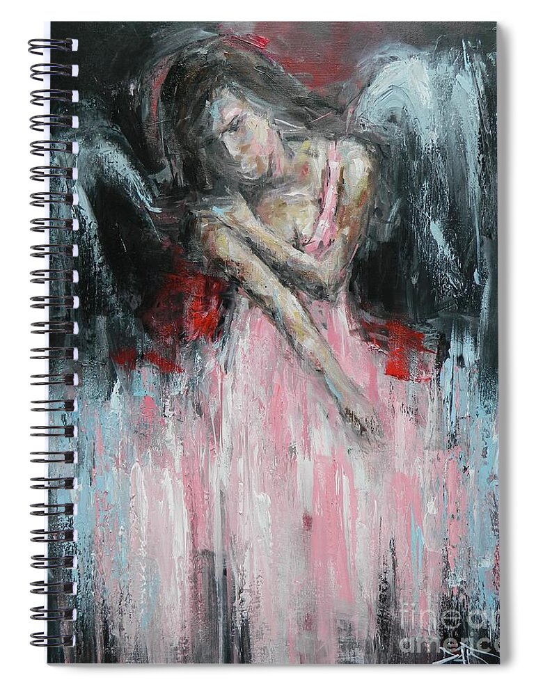 Angel Spiral Notebook featuring the painting Angel in the Storm by Dan Campbell