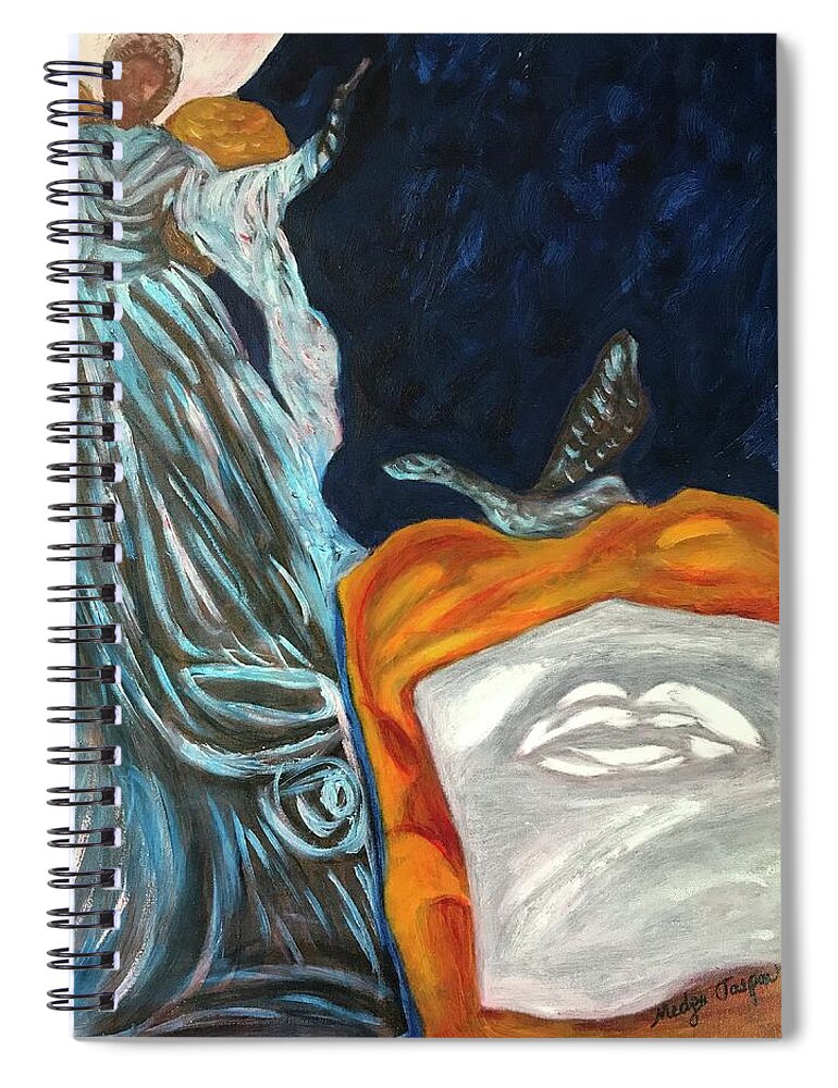 Peace Angel Blue .angel Spiral Notebook featuring the painting Angel of Peace by Medge Jaspan