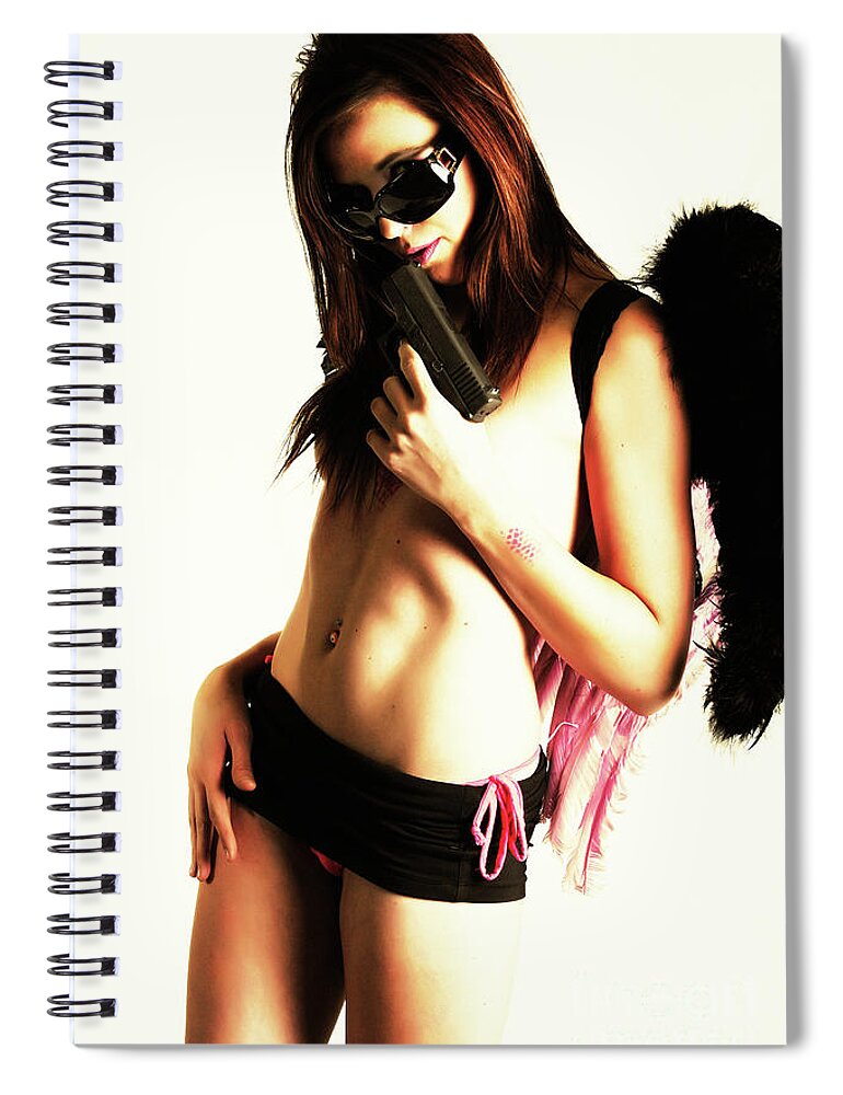Girl Spiral Notebook featuring the photograph Angel With A Gun by Robert WK Clark