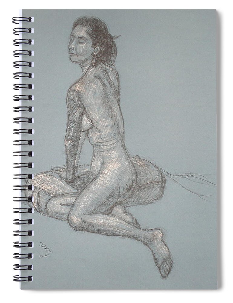Realism Spiral Notebook featuring the drawing Angela Back #2 by Donelli DiMaria