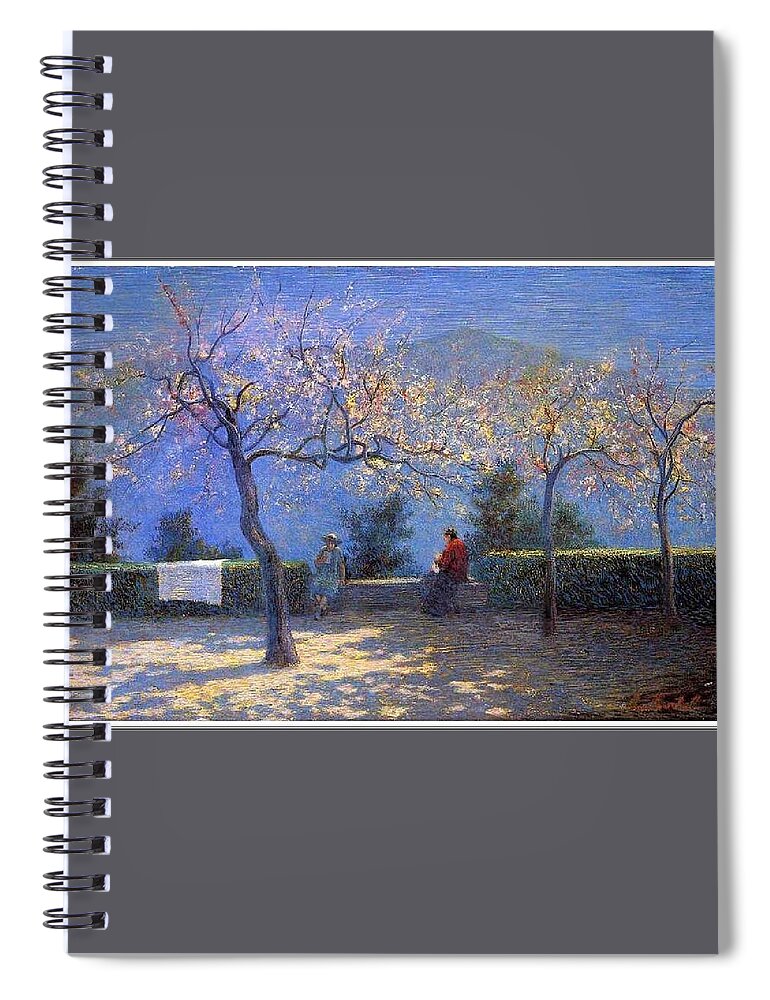 Nature Spiral Notebook featuring the painting Angelo Morbelli 1853-1919, Spring in Colma - 1906 by Angelo Morbelli