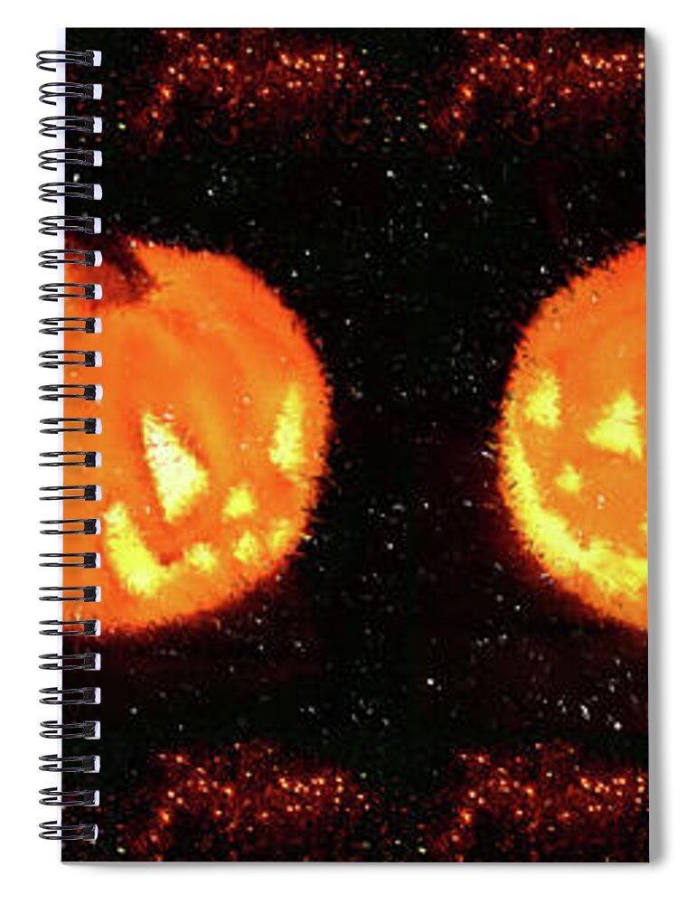 Pumpkin Spiral Notebook featuring the digital art Angry Pumpkins Banner by Richard De Wolfe