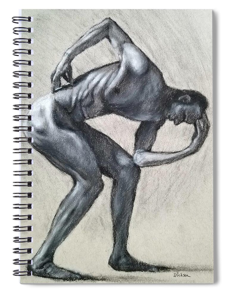 Charcoal Drawing Spiral Notebook featuring the drawing Anguish by Jeff Dickson