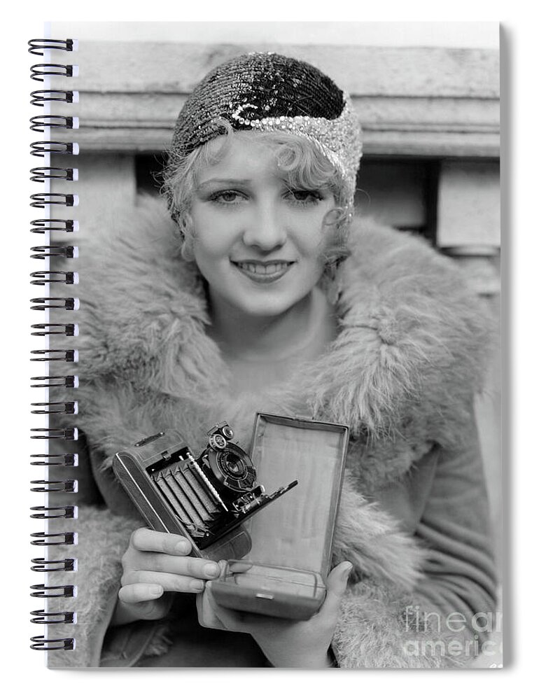 Anita Page Spiral Notebook featuring the photograph Anita Page with camera by Sad Hill - Bizarre Los Angeles Archive
