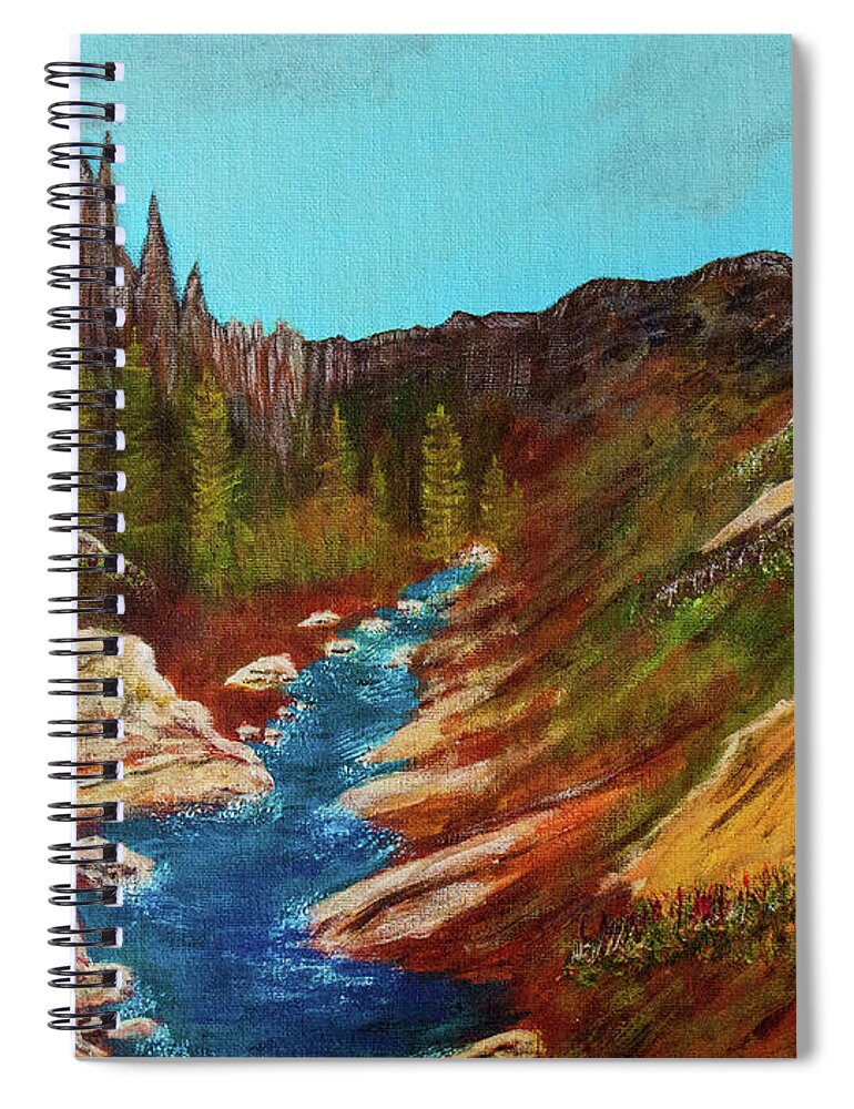Ansel Spiral Notebook featuring the painting Ansel Adams Wilderness by Randy Sylvia