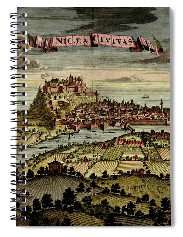 Military Spiral Notebook featuring the photograph Antique map of Nicea by Steve Estvanik