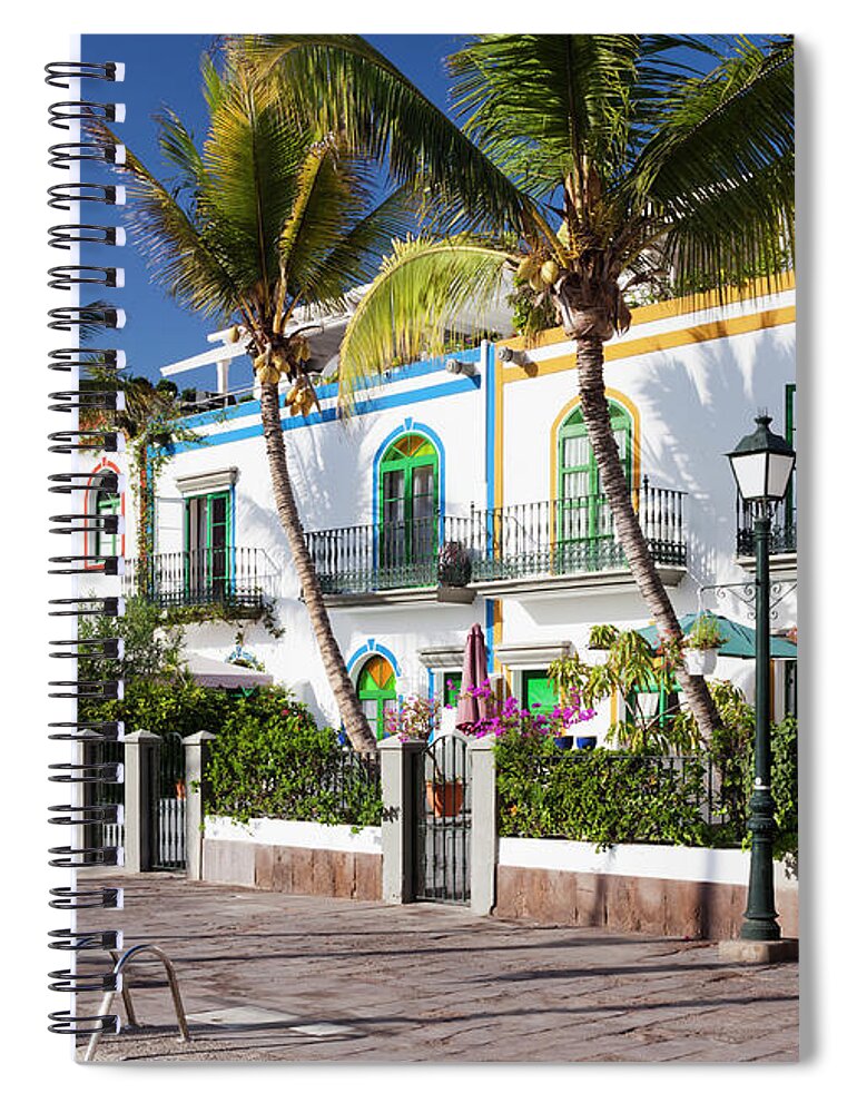 Apartment Spiral Notebook featuring the photograph Apartments In Puerto De Mogan by Jorg Greuel