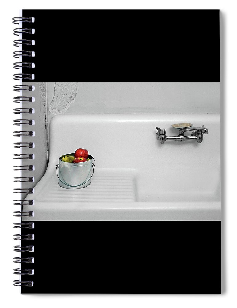 Minimalism Spiral Notebook featuring the photograph Apples and a Sink - No 2 by Nikolyn McDonald