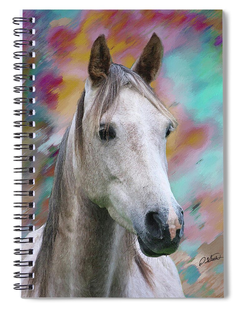 Portrait Spiral Notebook featuring the painting Arabian Horse DWP1001805 by Dean Wittle