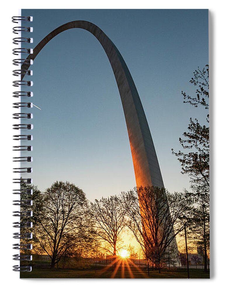 Arch Spiral Notebook featuring the photograph Arch Morning Sunburst by Joan Wallner