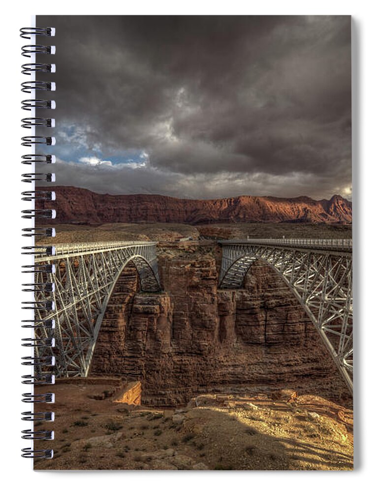 Navajo Bridge Spiral Notebook featuring the photograph Arched Bridges over the Colorado River by Constance Puttkemery