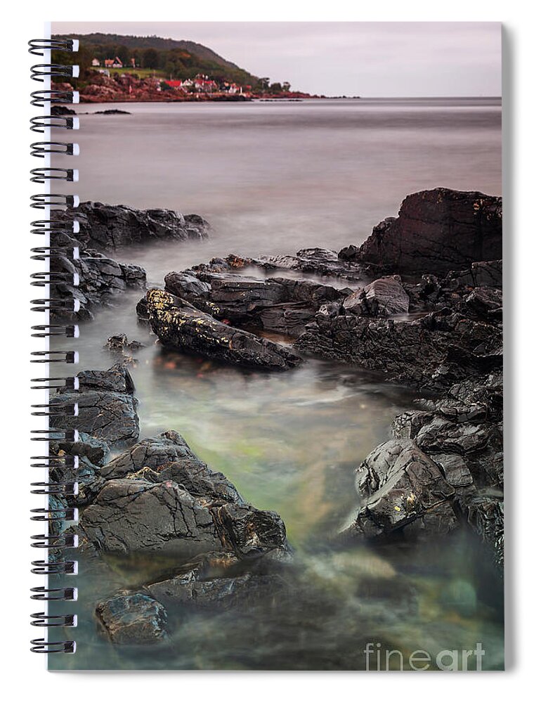 Arild Spiral Notebook featuring the photograph Arild village rocky beach by Sophie McAulay