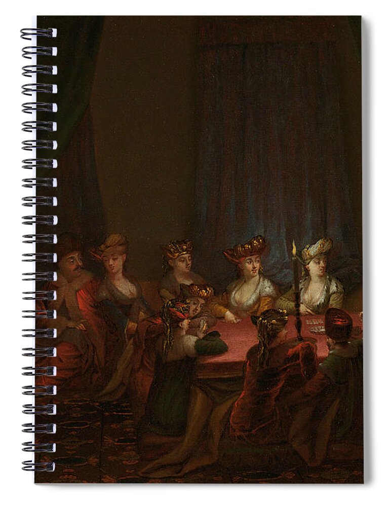 18th Century Art Spiral Notebook featuring the painting Armenian Company at the Card Game by Jean Baptiste Vanmour