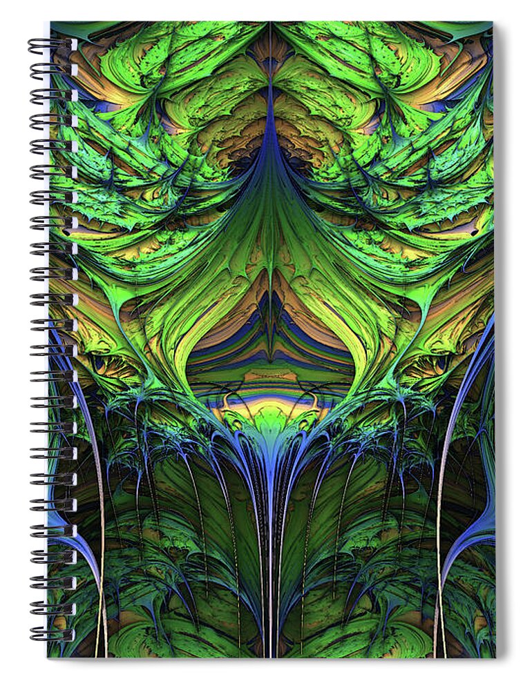 Fractal Spiral Notebook featuring the digital art The Green Man by Bernie Sirelson