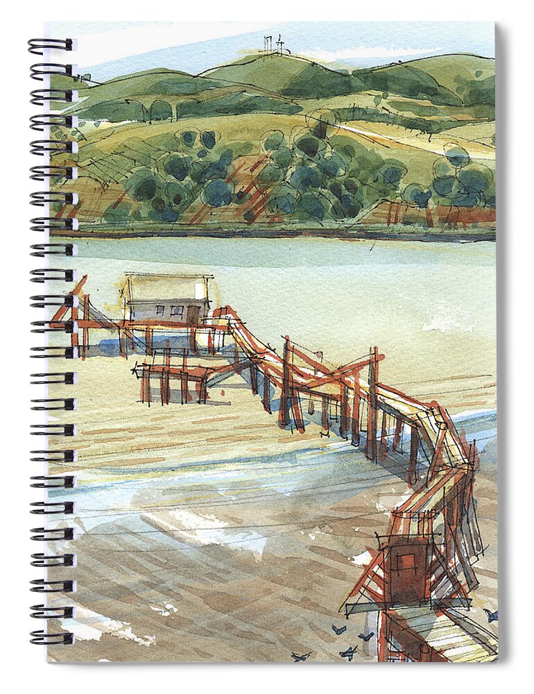 Benicia Spiral Notebook featuring the painting Arneson Park Pier Benicia by Judith Kunzle