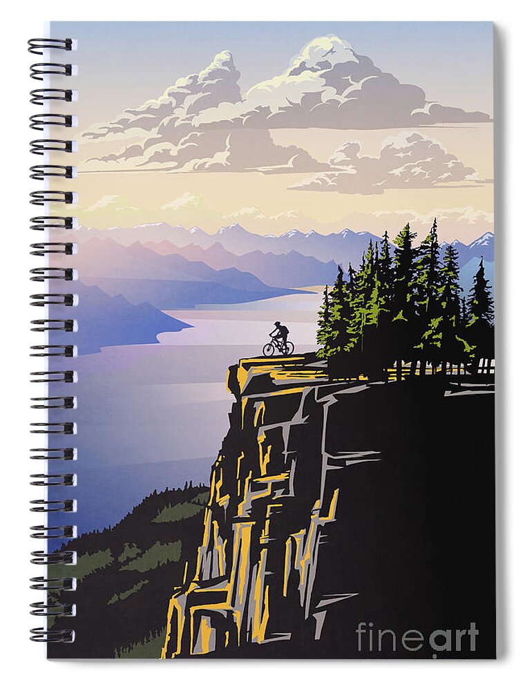 Cycling Art Spiral Notebook featuring the painting Arrow Lake Solo by Sassan Filsoof