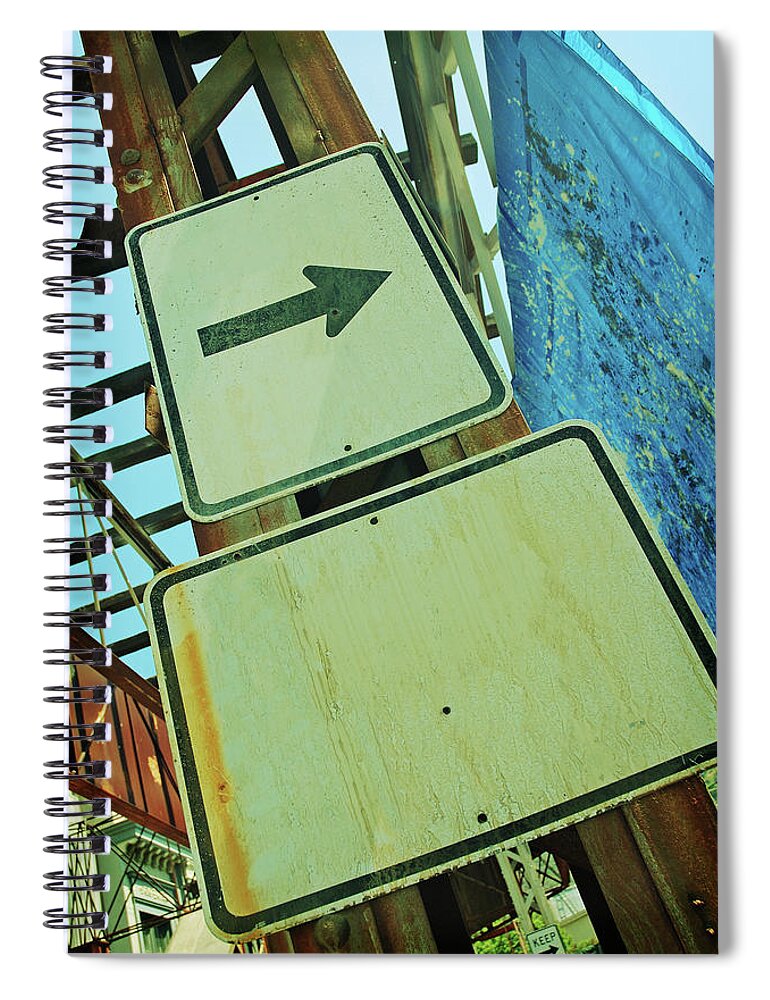 Aging Process Spiral Notebook featuring the photograph Arrow Sign by Naphtalina