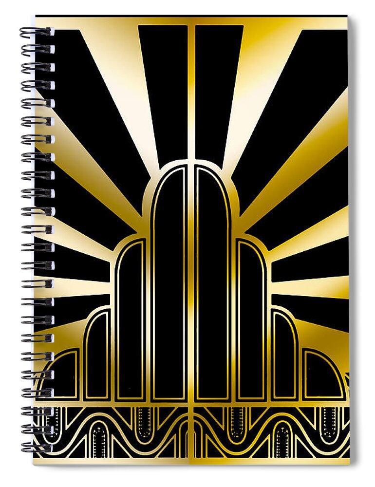 Art Deco Spiral Notebook featuring the digital art Art Deco Poster 2019 Wide by Chuck Staley