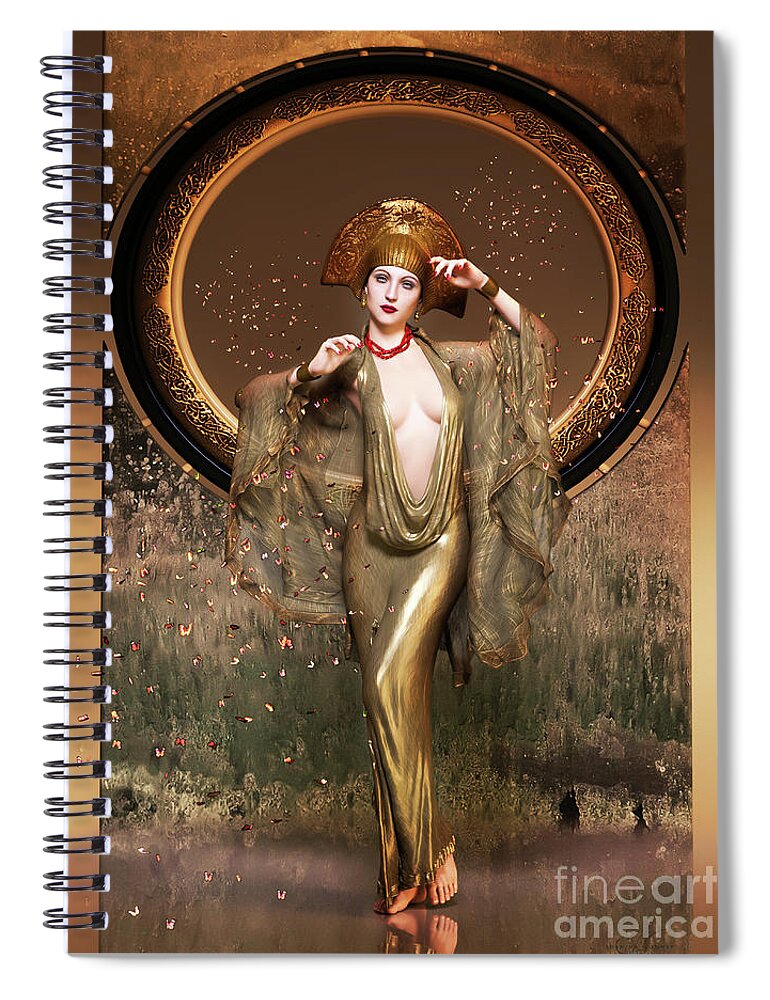 Art Deco Spiral Notebook featuring the digital art Art Deco Signs of Spring by Shanina Conway