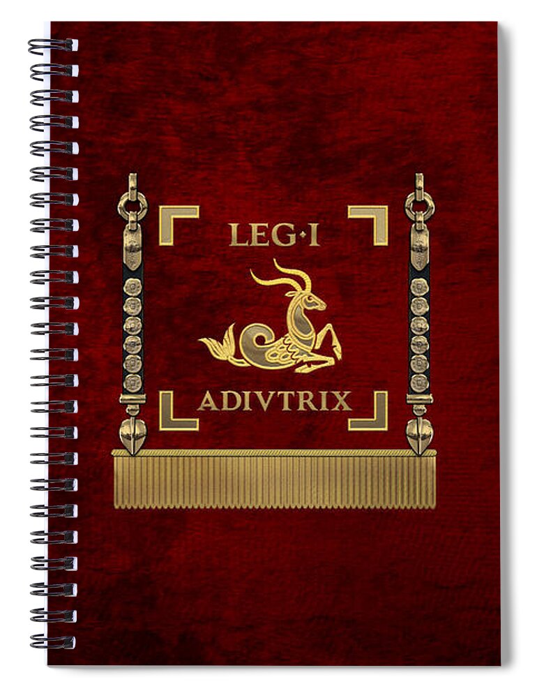 ‘rome’ Collection By Serge Averbukh Spiral Notebook featuring the digital art Standard of the First Roman Legion - Vexillum of Legio I Adiutrix by Serge Averbukh