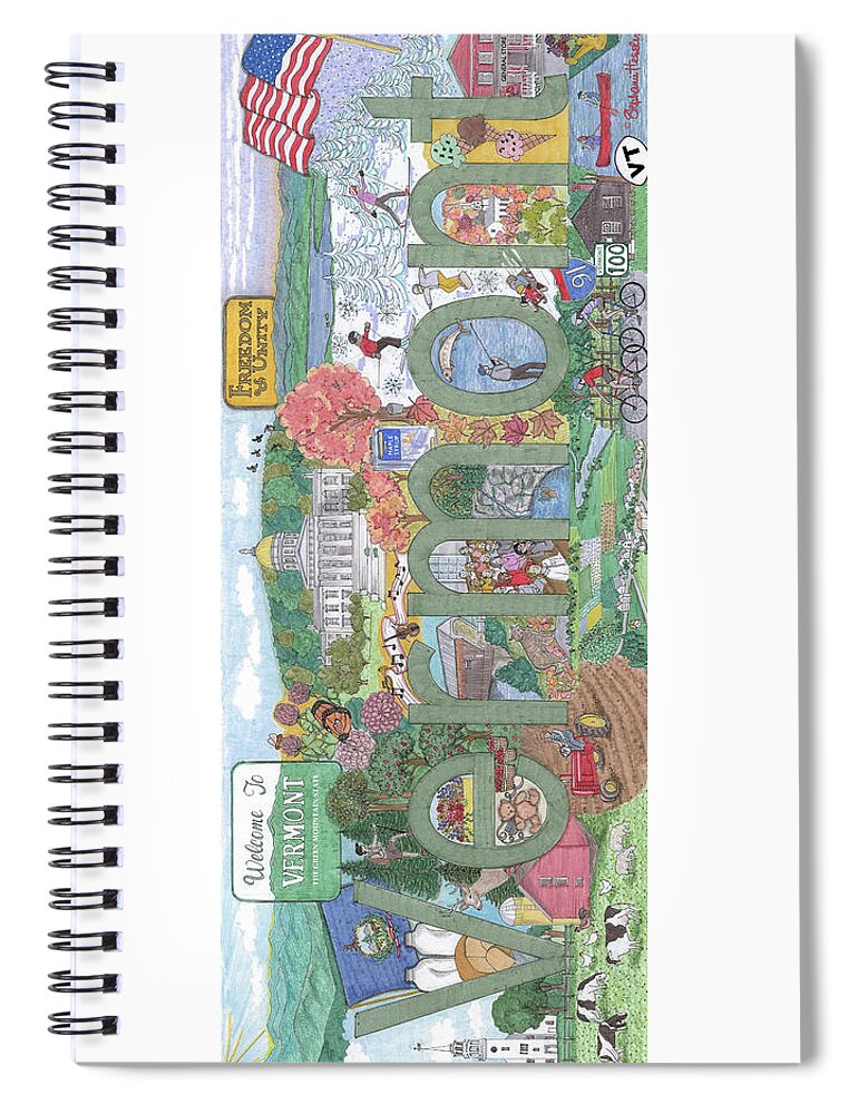 Vermont Spiral Notebook featuring the mixed media Vermont by Stephanie Hessler