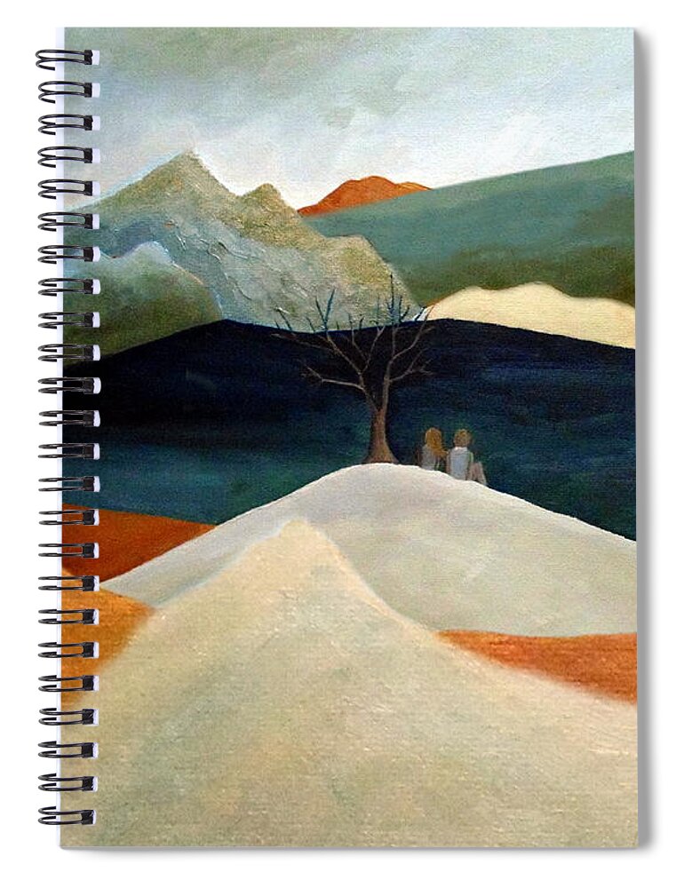 Mountains Spiral Notebook featuring the painting Us Two With A View by Angeles M Pomata