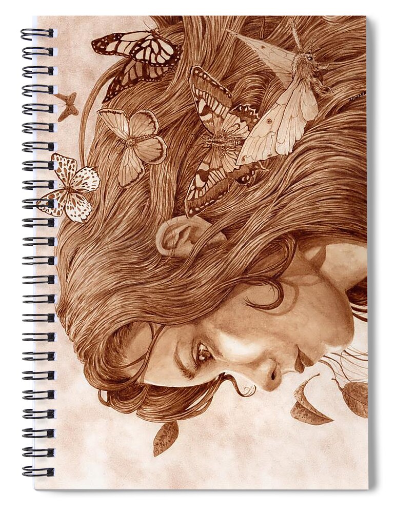 Coffee Spiral Notebook featuring the painting Flutter by Michael Zawacki