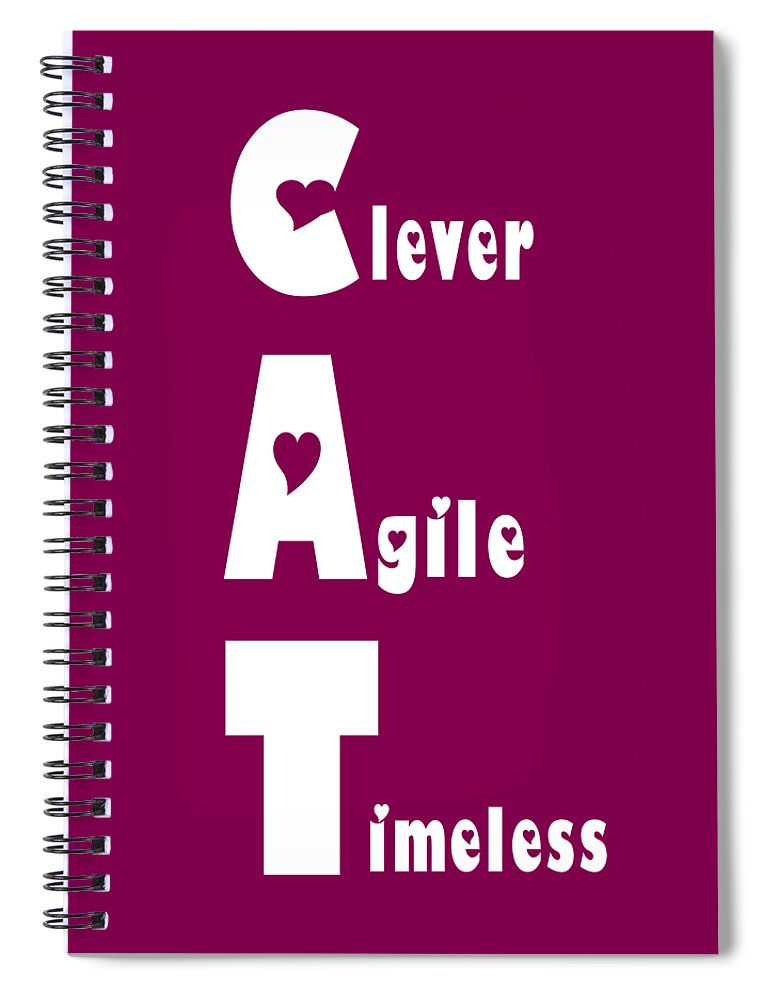 Cat Spiral Notebook featuring the digital art Cat With White Words by Kathy K McClellan