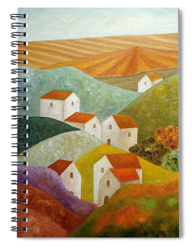 Village Spiral Notebook featuring the painting The Color Of Memories by Angeles M Pomata