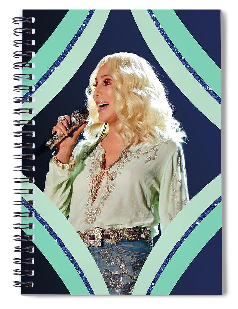 Cher Spiral Notebook featuring the digital art Cher - Teal Diamond by Cher Style