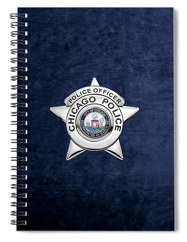  ‘law Enforcement Insignia & Heraldry’ Collection By Serge Averbukh Spiral Notebook featuring the digital art Chicago Police Department Badge - C P D  Police Officer Star over Blue Velvet by Serge Averbukh