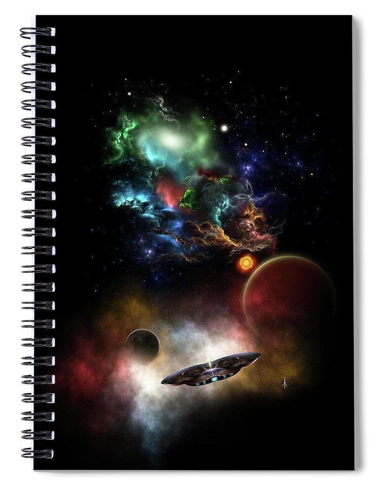 Space Spiral Notebook featuring the digital art Beyond Space and Time by Xzendor7