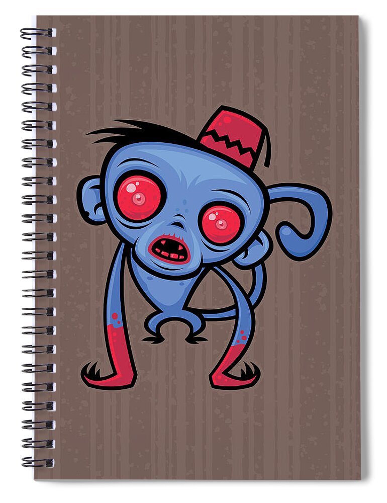 Monkey Spiral Notebook featuring the digital art Zombie Monkey by John Schwegel