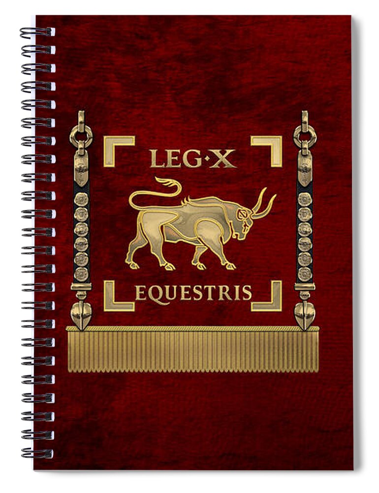 ‘rome’ Collection By Serge Averbukh Spiral Notebook featuring the digital art Standard of the 10th Mounted Legion - Vexillum of Legio X Equestris by Serge Averbukh