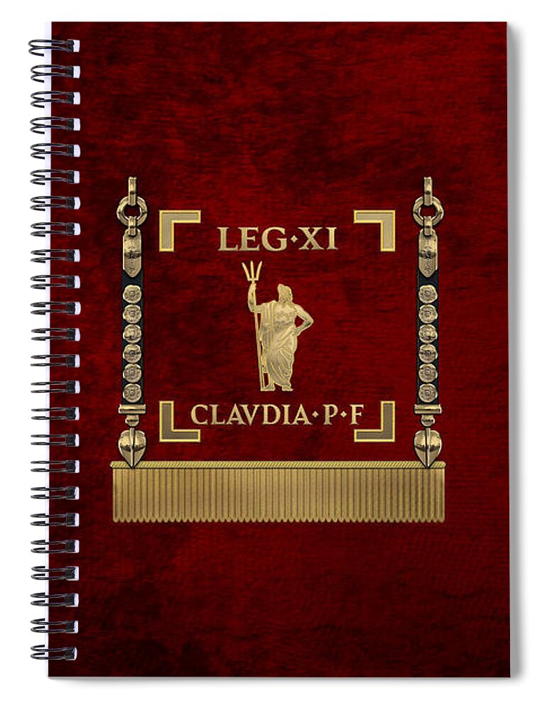 ‘rome’ Collection By Serge Averbukh Spiral Notebook featuring the digital art Standard of the 11th Roman Legion - Vexillum of Legio XI Claudia by Serge Averbukh