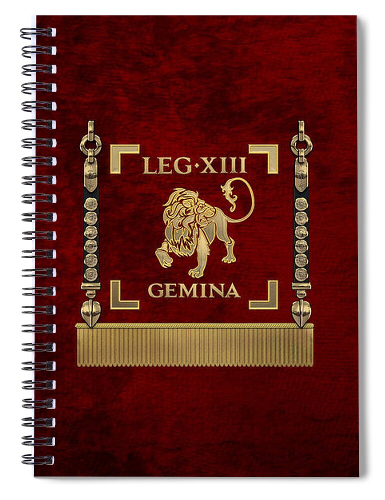‘rome’ Collection By Serge Averbukh Spiral Notebook featuring the digital art Standard of the 13th Legion Geminia - Vexillum of 13th Twin Legion by Serge Averbukh