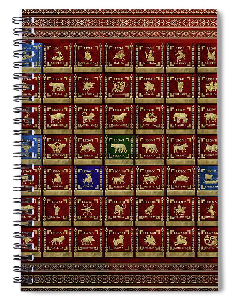 ‘rome’ Collection By Serge Averbukh Spiral Notebook featuring the digital art Standards of Roman Imperial Legions - Legionum Romani Imperii Insignia by Serge Averbukh