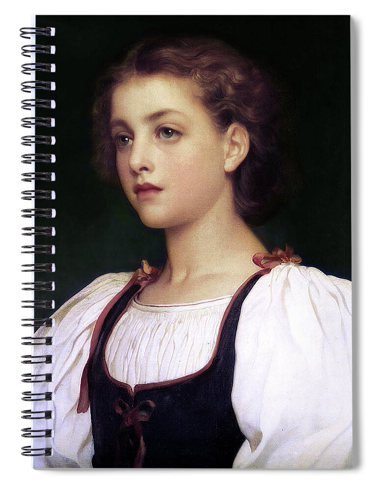 Biondina Spiral Notebook featuring the digital art Biondina by Lord Frederic Leighton by Rolando Burbon